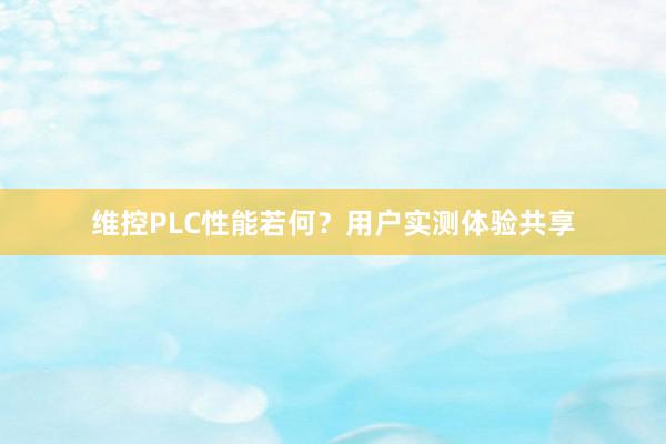 维控PLC性能若何？用户实测体验共享